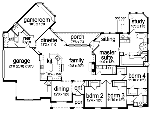 Dream House Plan - Tudor Floor Plan - Main Floor Plan #84-716