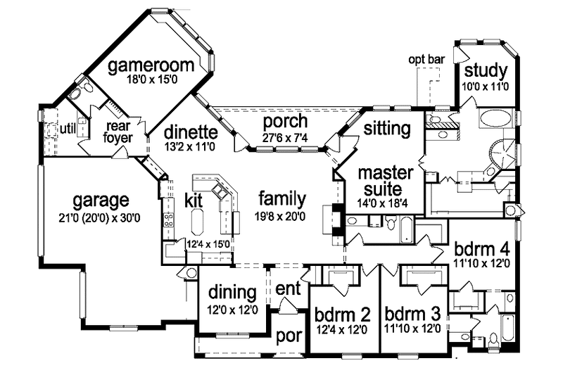 Dream House Plan - Floor Plan - Main Floor for Tudor House Plan #84-716 - 4 bed, 3.5 bath