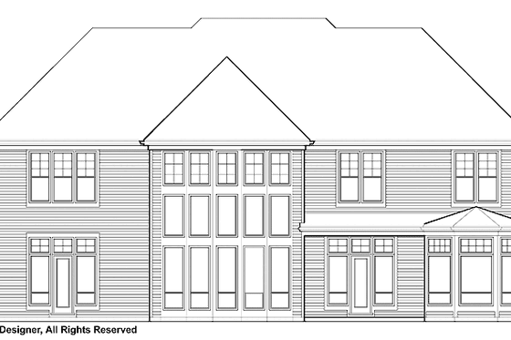 Exterior - Rear Elevation for Tudor House Plan #48-805 - 5 bed, 4 bath