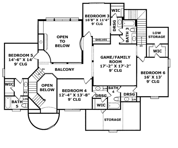 House Design - European Floor Plan - Upper Floor Plan #952-204