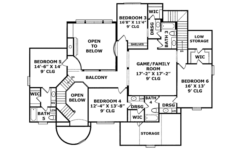 Architectural House Design - Floor Plan - Upper Floor for European House Plan #952-204 - 6 bed, 5 bath