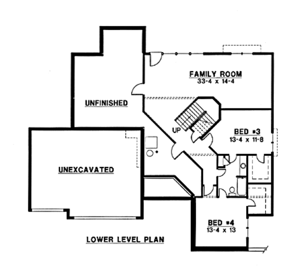 Traditional Floor Plan - Lower Floor Plan #67-169