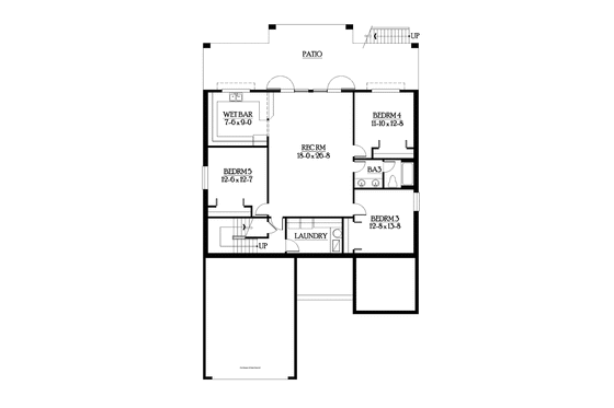 Floor Plan - Lower Floor for Craftsman House Plan #132-551 - 5 bed, 3 bath