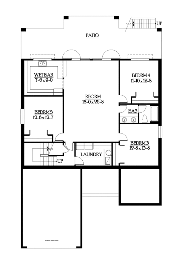 House Plan Design - Craftsman Floor Plan - Lower Floor Plan #132-551