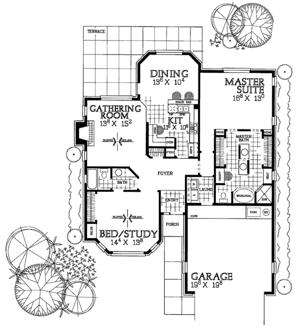 House Blueprint - Ranch Floor Plan - Main Floor Plan #72-932