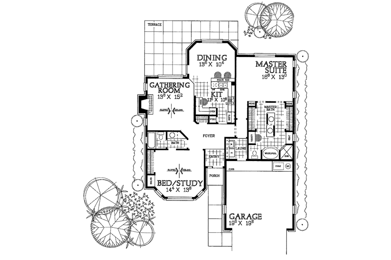 Dream House Plan - Floor Plan - Main Floor for Ranch House Plan #72-932 - 2 bed, 2 bath