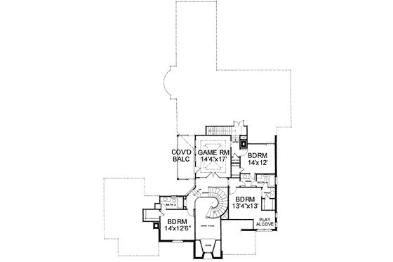 Floor Plan - Upper Floor for European House Plan #141-131 - 5 bed, 4.5 bath