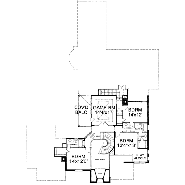 European Floor Plan - Upper Floor Plan #141-131
