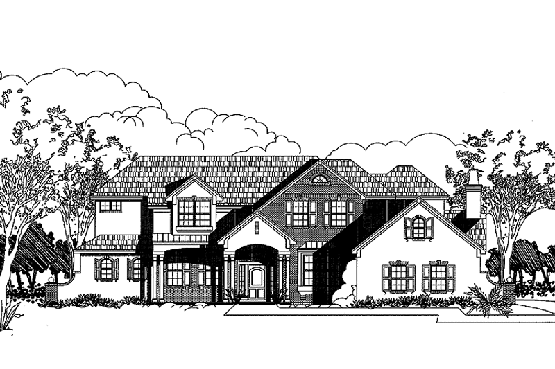 House Blueprint - Exterior - Front Elevation 3 for European House Plan #999-116 - 4 bed, 4 bath