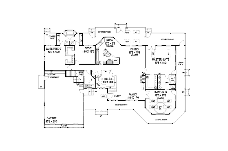 Dream House Plan - Floor Plan - Main Floor for Craftsman House Plan #60-647 - 3 bed, 2.5 bath