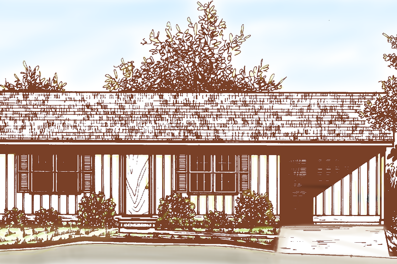 Architectural House Design - Ranch Exterior - Front Elevation Plan #30-242