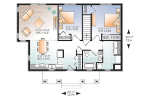 Floor Plan - Main Floor for Ranch House Plan #23-2619 - 2 bed, 1 bath