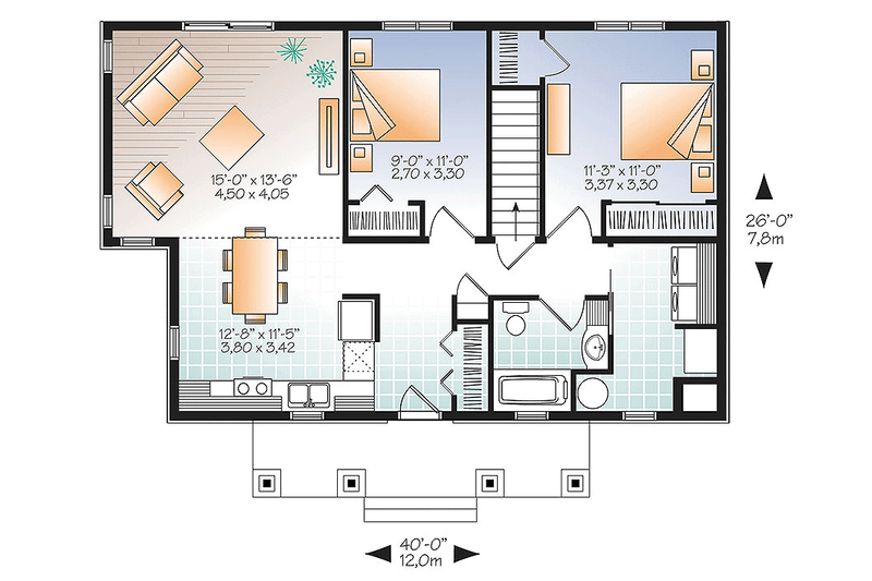 Home Plan - Floor Plan - Main Floor for Ranch House Plan #23-2619 - 2 bed, 1 bath