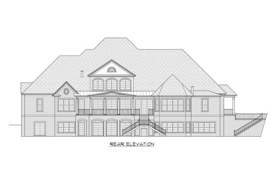 Exterior - Rear Elevation for European House Plan #1054-92 - 4 bed, 4.5 bath