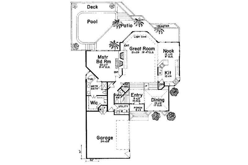 Home Plan - Floor Plan - Main Floor for Contemporary House Plan #52-144 - 3 bed, 3.5 bath