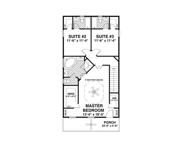Craftsman Floor Plan - Upper Floor Plan #56-638