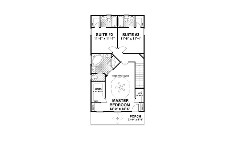 House Design - Floor Plan - Upper Floor for Craftsman House Plan #56-638 - 3 bed, 3.5 bath