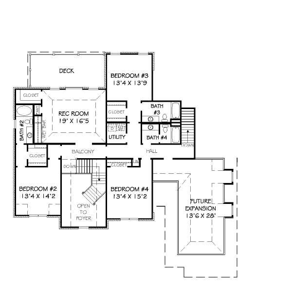 European Floor Plan - Upper Floor Plan #424-31