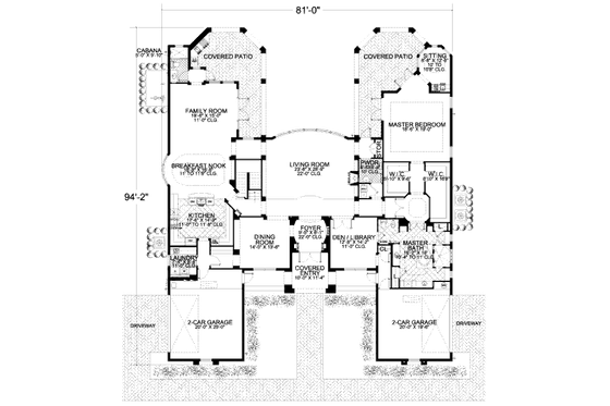 Floor Plan - Main Floor for Mediterranean House Plan #420-299 - 5 bed, 5.5 bath