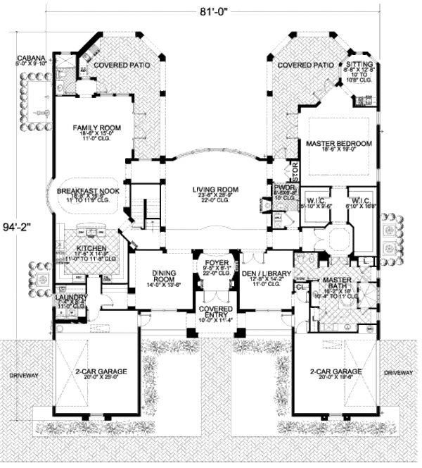 Mediterranean Floor Plan - Main Floor Plan #420-299