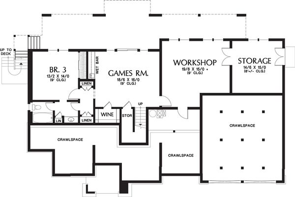 Dream House Plan - Prairie Floor Plan - Lower Floor Plan #48-657