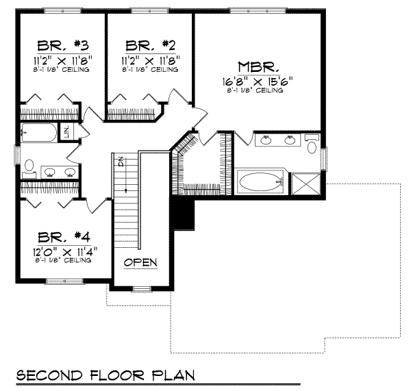 Traditional Floor Plan - Upper Floor Plan #70-671