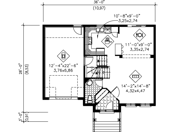 Country Floor Plan - Main Floor Plan #25-4145