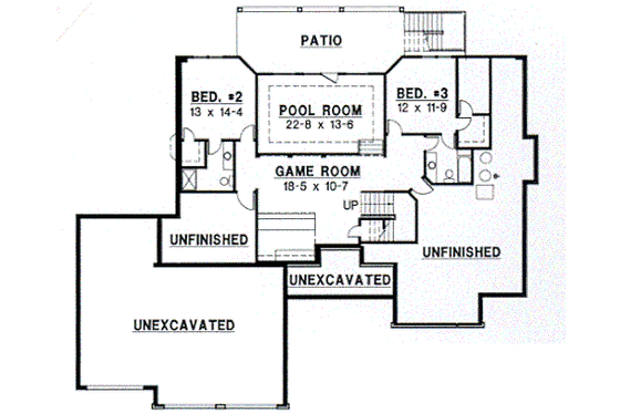 Floor Plan - Lower Floor for Traditional House Plan #67-382 - 3 bed, 4.5 bath