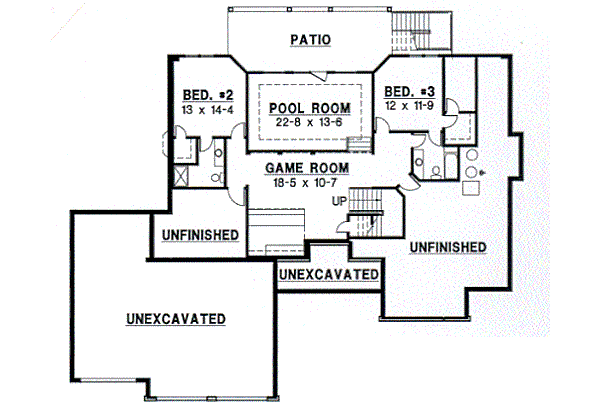 Traditional Floor Plan - Lower Floor Plan #67-382