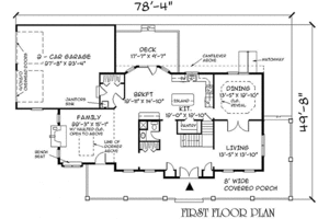 Floor Plan - Main Floor for Farmhouse House Plan #75-102 - 4 bed, 2.5 bath