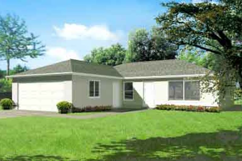 House Blueprint - Adobe / Southwestern Exterior - Front Elevation Plan #1-1063