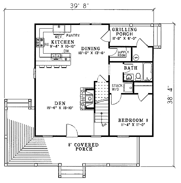 House Plan Design - Cottage Floor Plan - Main Floor Plan #17-2015