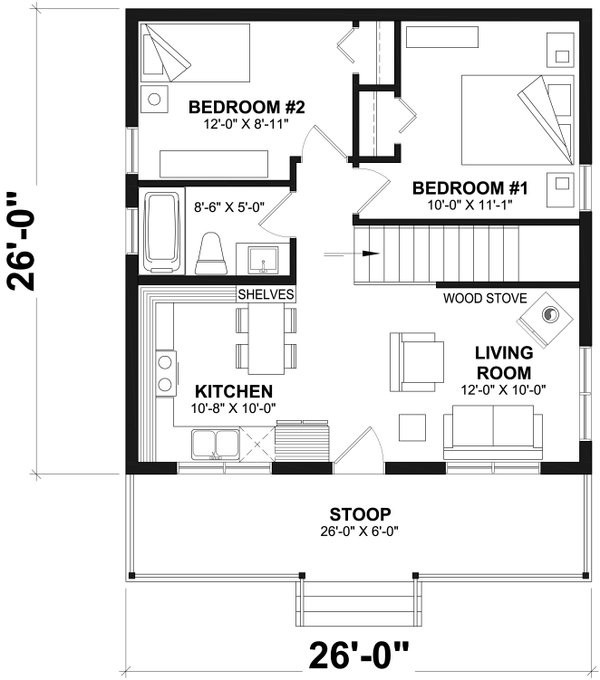 Architectural House Design - Cabin Floor Plan - Main Floor Plan #23-2301