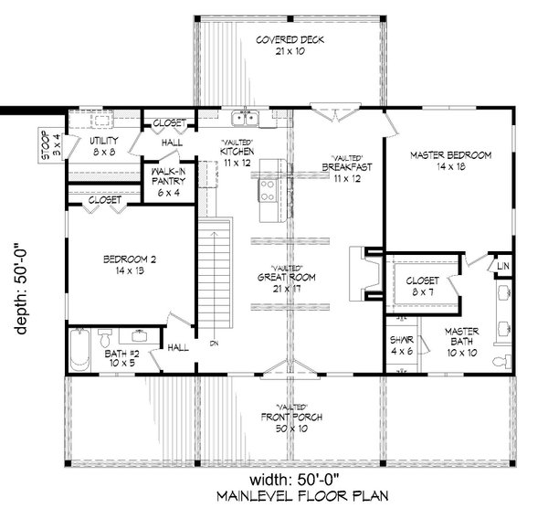 Ranch Style House Plan - 2 Beds 2 Baths 1500 Sq/Ft Plan #932-572 ...