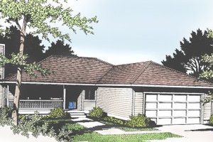 Ranch Exterior - Front Elevation Plan #100-102