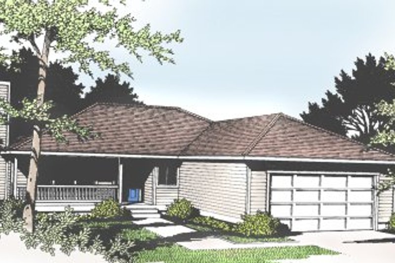 Architectural House Design - Ranch Exterior - Front Elevation Plan #100-102