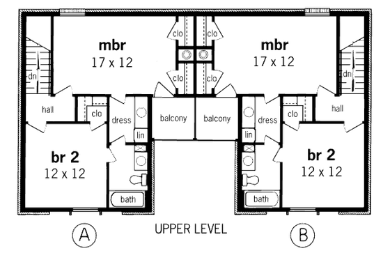 Floor Plan - Upper Floor for Traditional House Plan #45-296 - 2 bed, 1.5 bath