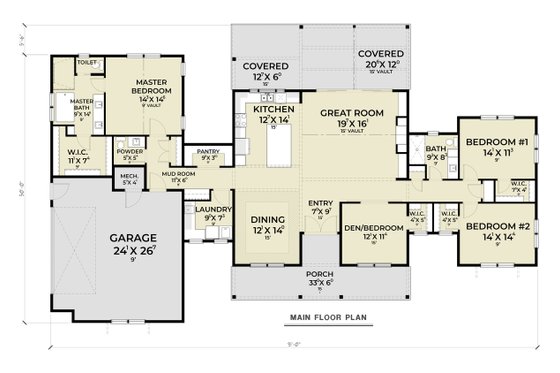 Floor Plan - Main Floor for Farmhouse House Plan #1070-232 - 3 bed, 2.5 bath