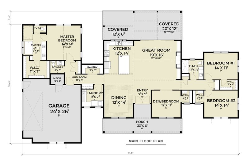 Dream House Plan - Floor Plan - Main Floor for Farmhouse House Plan #1070-232 - 3 bed, 2.5 bath