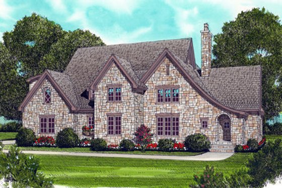 Exterior - Front Elevation for European House Plan #413-797 - 4 bed, 3.5 bath