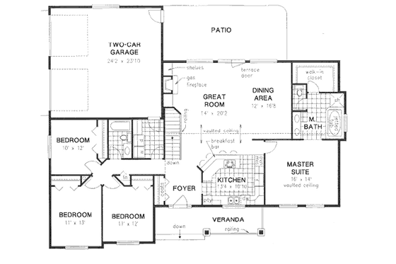 Floor Plan - Main Floor for Country House Plan #18-4524 - 4 bed, 2 bath