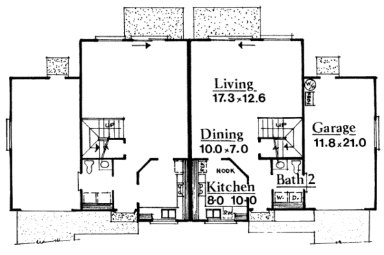 Floor Plan - Main Floor House Plan #303-227 - 2 bed, 1.5 bath