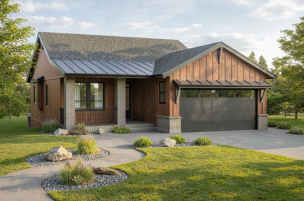 Exterior - Front Elevation 2 for Farmhouse House Plan #1100-86 - 2 bed, 2 bath