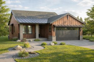 Exterior - Front Elevation for Farmhouse House Plan #1100-86 - 2 bed, 2 bath