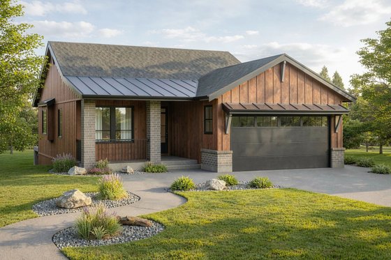 Exterior - Front Elevation for Farmhouse House Plan #1100-86 - 2 bed, 2 bath