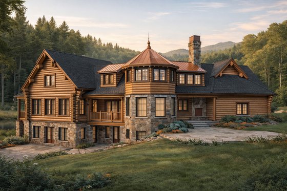 Exterior - Rear Elevation for Log House Plan #928-258 - 5 bed, 4 bath