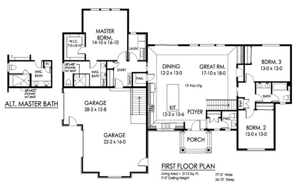 Home Plan - Ranch Floor Plan - Main Floor Plan #1010-241