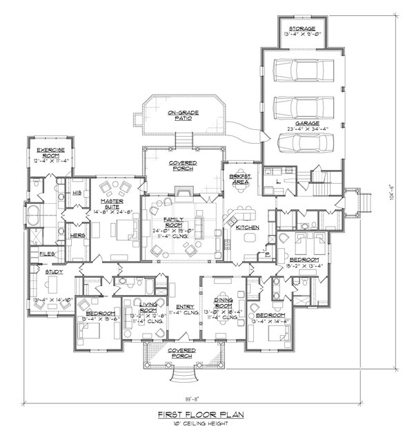 House Design - Colonial Floor Plan - Main Floor Plan #1054-60