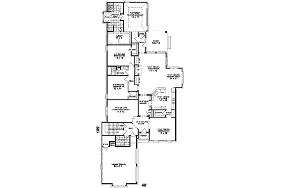 Floor Plan - Main Floor for European House Plan #81-630 - 3 bed, 3 bath