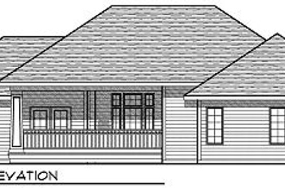 Exterior - Rear Elevation for Ranch House Plan #70-864 - 2 bed, 2 bath